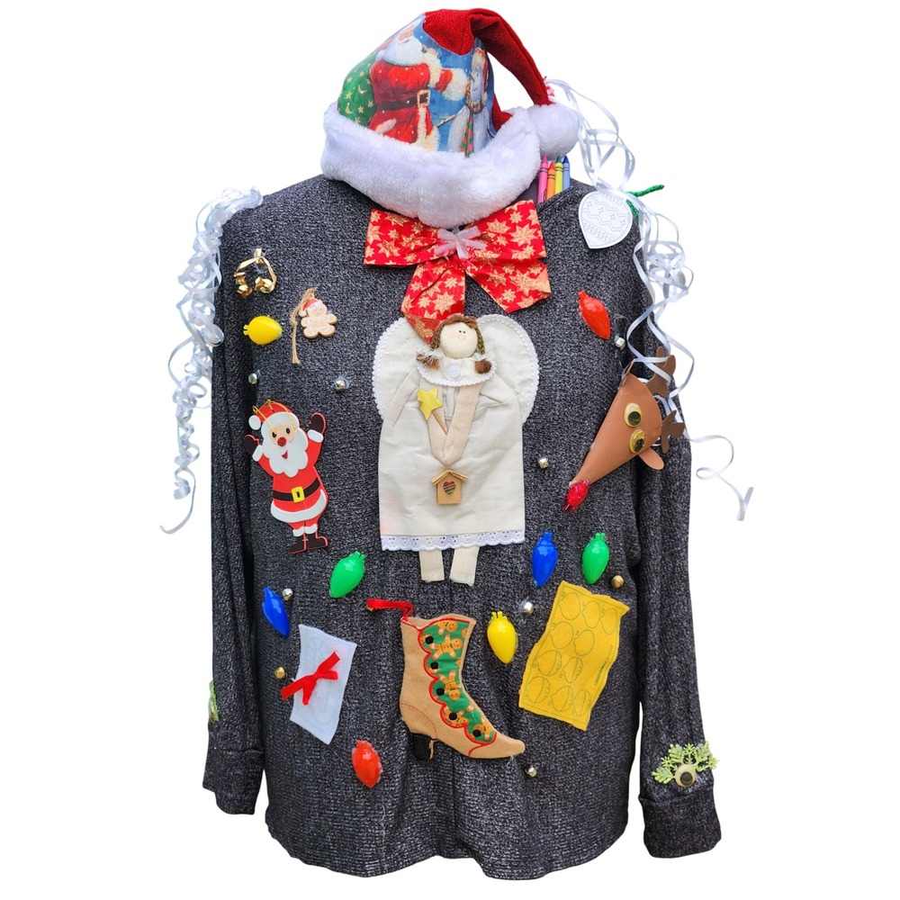 CONTEST WINNER Ugly Christmas Sweater Women Long Sleeve Santa Angel Reindeer DIY